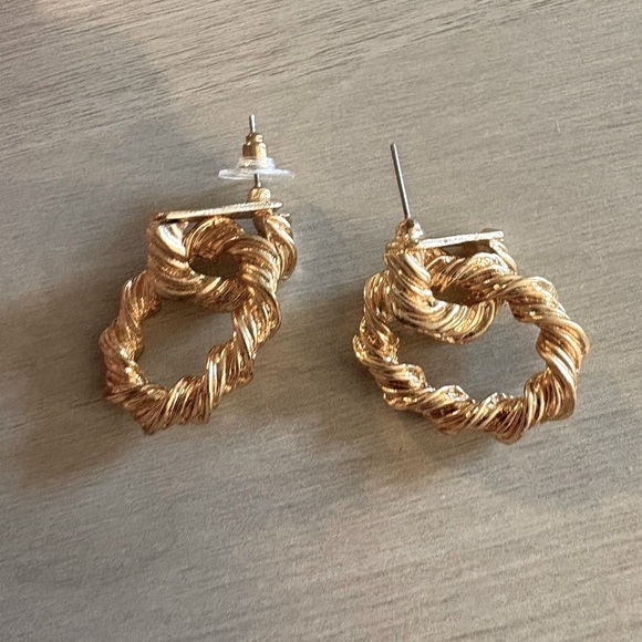 Rose Gold Twisted Hoop Earrings - Picture 5 of 6